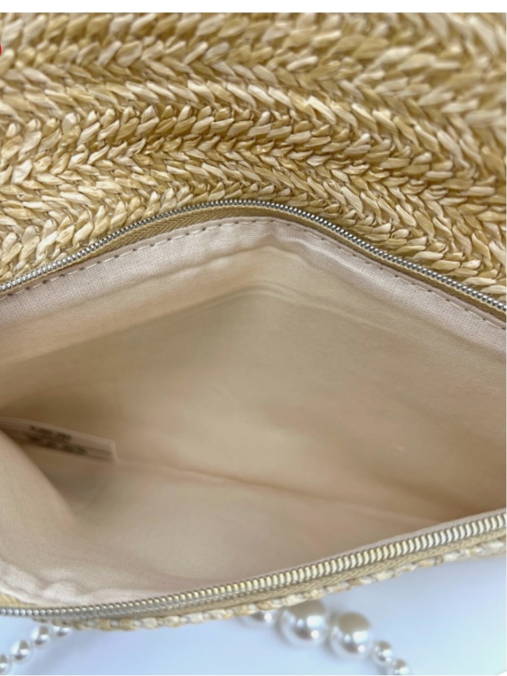 Dior Beige Woven Straw Clutch with Pearl Strap - Picture 4 of 4
